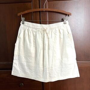 Martha Stewart Cream Elastic Waist Linen Blend Skort